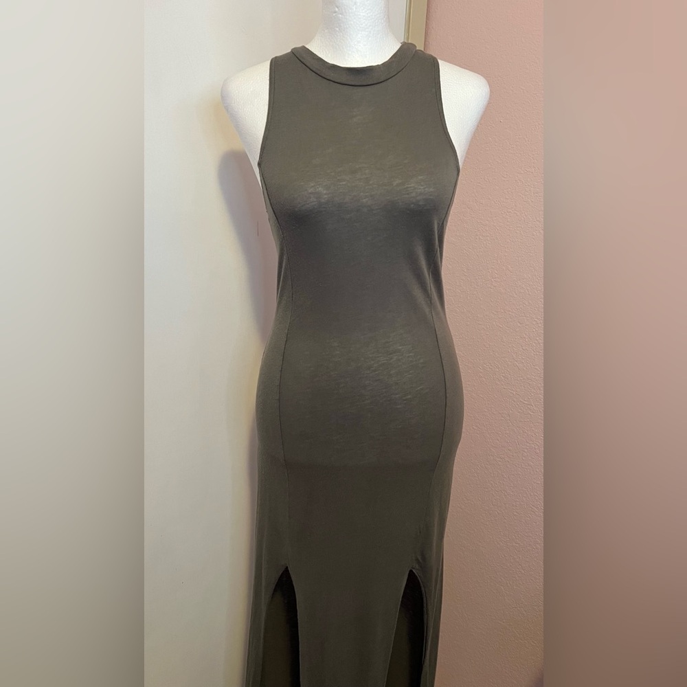 Slate Racerback Side Slit Maxi Dress - Picture 2 of 16